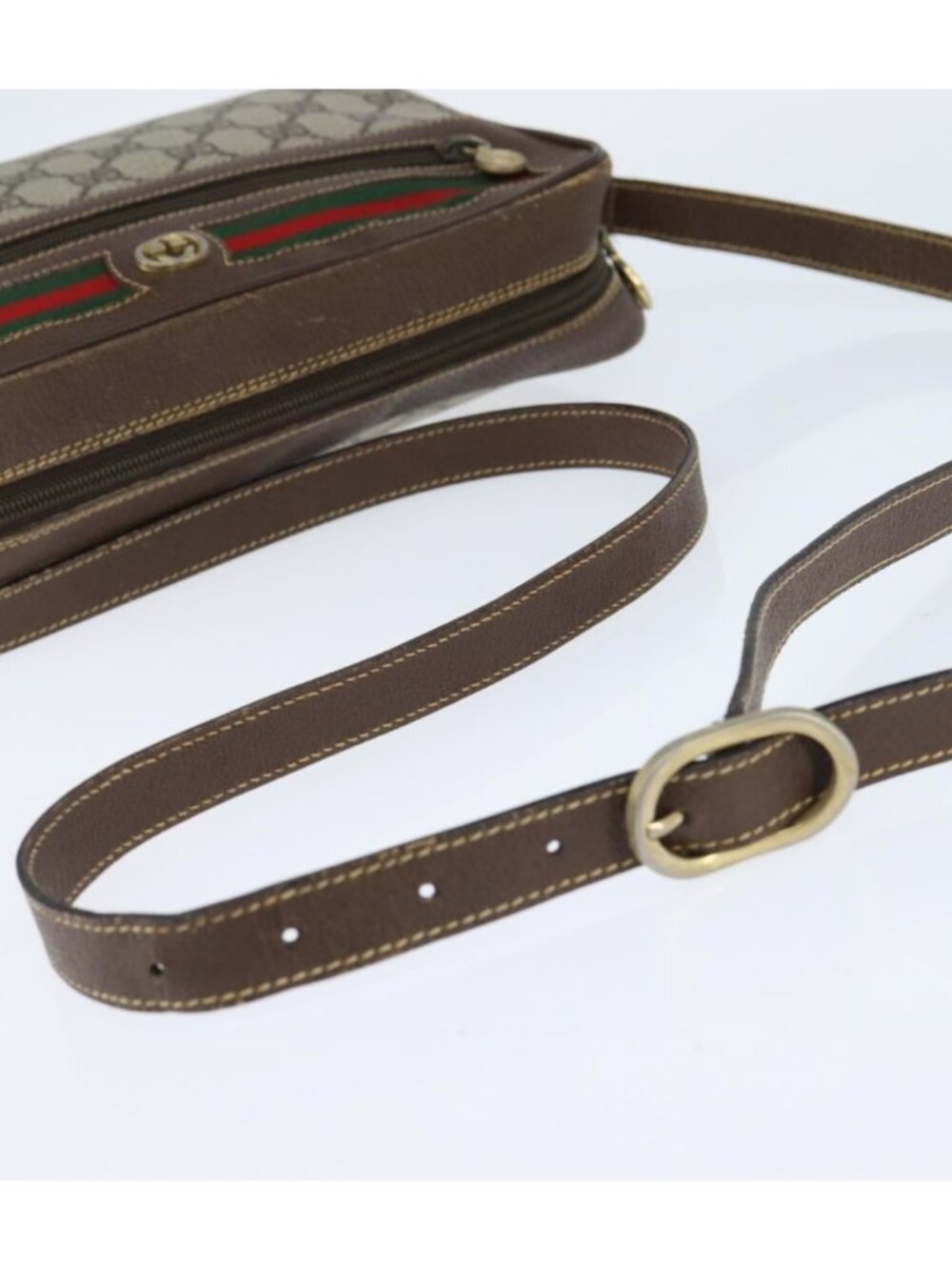 GUCCI GG Supreme Web Sherry Line Bag PVC Beige Gold 40 02 088 - Picture 5 of 16